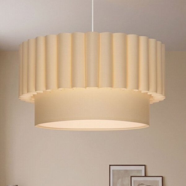 Hängelampe Stoff blendarm Ecru Weiß Ø45,5 cm rund E27