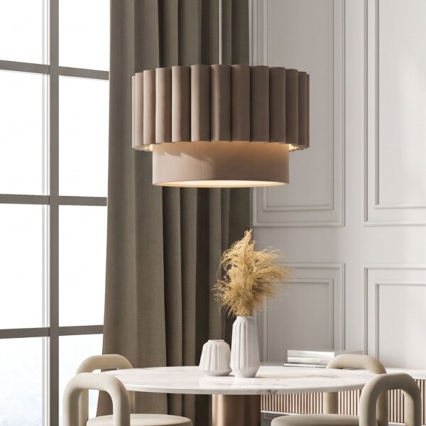 Hängelampe Stoff Leinen Ecru Weiß Ø45,5 cm E27 Modern