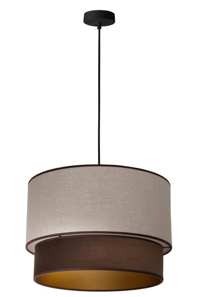 Hängelampe Stoff Grau-Beige Braun Gold rund Ø40 cm E27