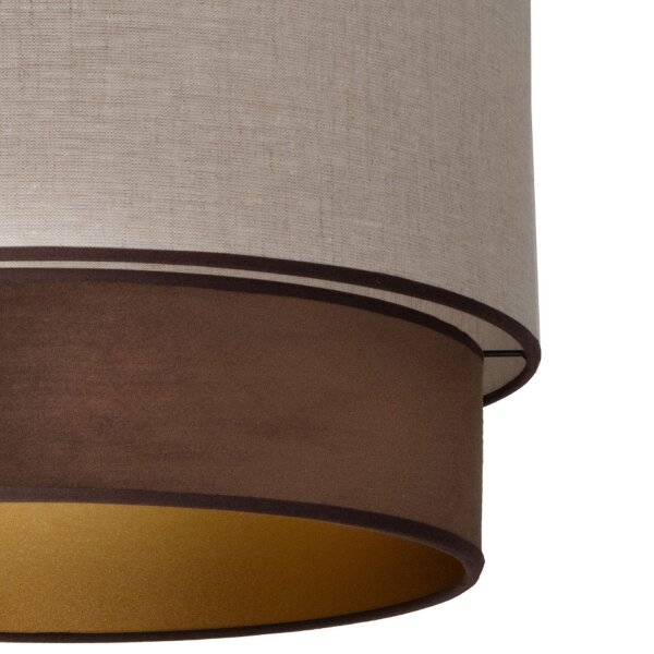 Hängelampe Stoff Grau-Beige Braun Gold rund Ø40 cm E27