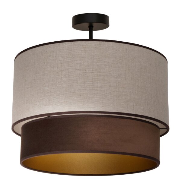 Deckenleuchte Stoff Grau-Beige Braun Gold Ø40 cm E27