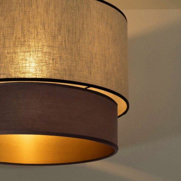 Deckenleuchte Stoff Grau-Beige Braun Gold Ø40 cm E27