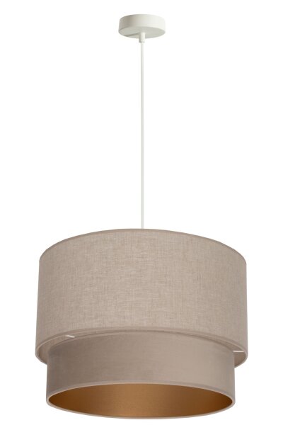 Hängelampe Stoff Grau-Beige Beige Gold Ø40 cm rund E27