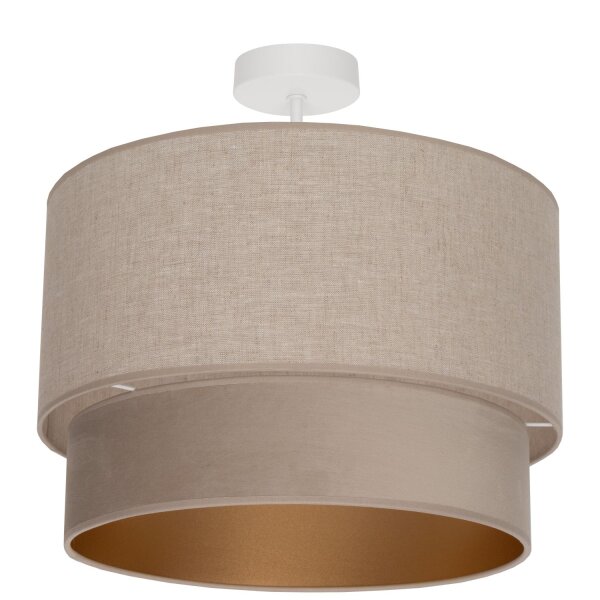 Deckenleuchte Stoff Grau-Beige Beige Gold E27 Ø40 cm