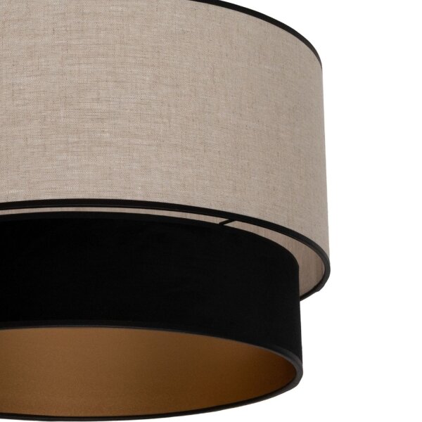 Deckenlampe Stoff Grau-Beige Schwarz Gold E27 Ø40 cm