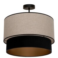 Deckenlampe Stoff Grau-Beige Schwarz Gold E27 &Oslash;40 cm