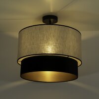 Deckenlampe Stoff Grau-Beige Schwarz Gold E27 Ø40 cm