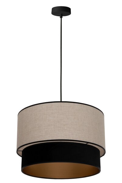Pendelleuchte Stoff Grau-Beige Schwarz Gold Ø40 cm E27