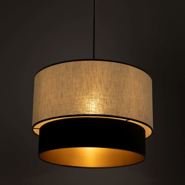 Pendelleuchte Stoff Grau-Beige Schwarz Gold Ø40 cm E27