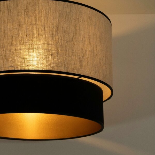 Pendelleuchte Stoff Grau-Beige Schwarz Gold Ø40 cm E27