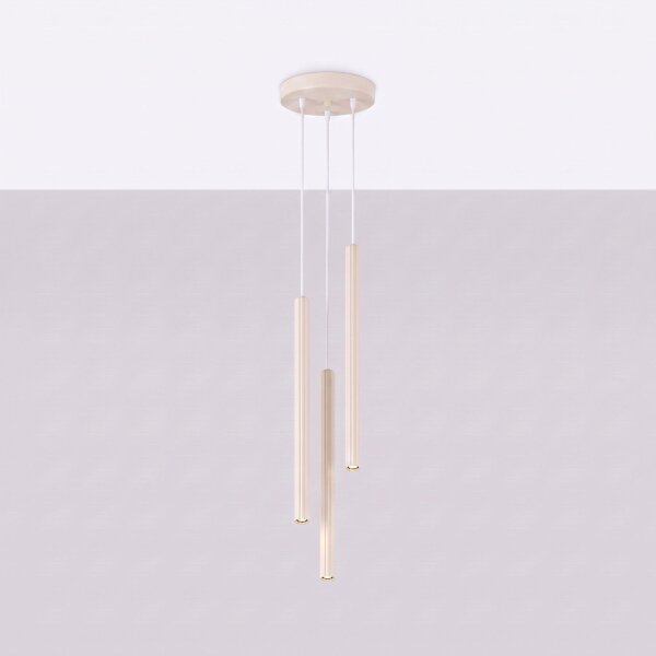 Hängelampe Stahl Beige 3-flammig G9 rund Ø20cm wohnlich