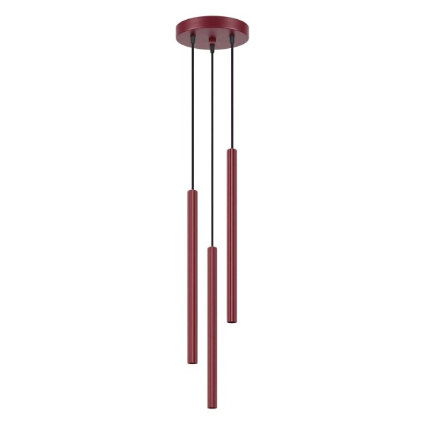 Pendelleuchte Stahl Burgund 3-flammig G9 Ø20 cm rund