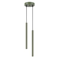 Pendelleuchte Stahl Olivgr&uuml;n 2-flammig G9 &Oslash;15 cm rund
