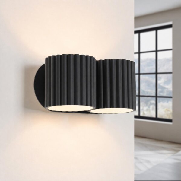 Wandlampe Up Down Aluminium Schwarz 2-flammig G9 H:10cm