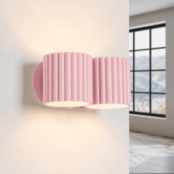 Wandlampe Up Down indirekt Aluminium Rosa G9 H:10cm