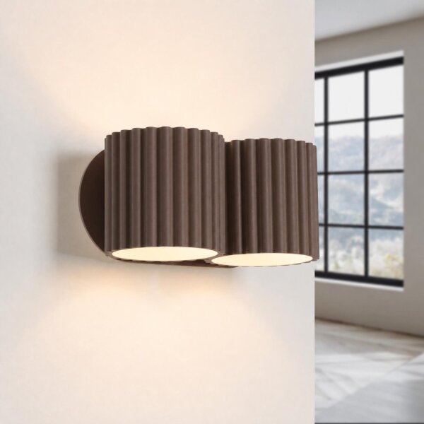 Wandlampe Up Down indirekt Aluminium Braun G9 B:21cm