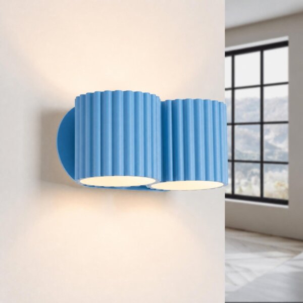 Wandlampe Up Down Aluminium Hellblau 2-flammig G9 12cm