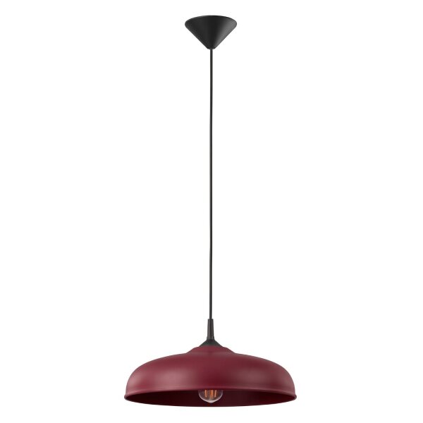 Pendelleuchte Stahl Burgund Schwarz E27 Ø38cm rund