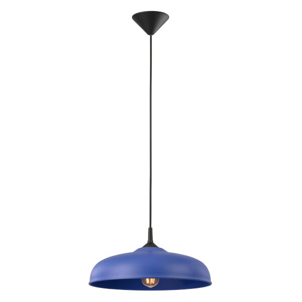 Hängelampe Stahl Ultramarin Schwarz E27 Ø38cm rund