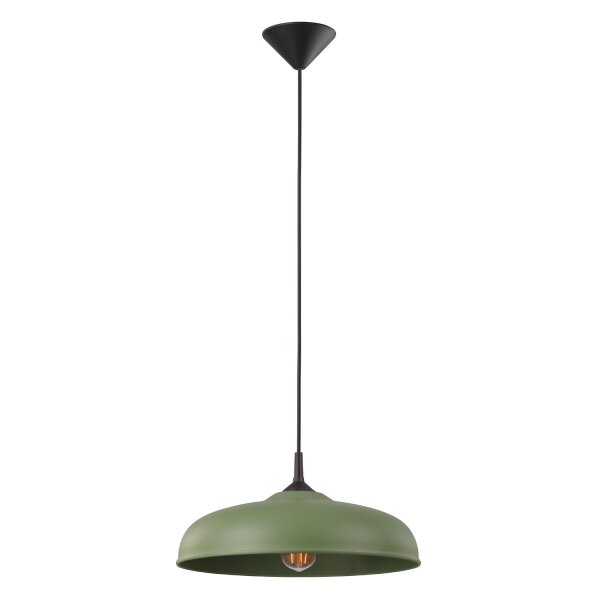 Hängelampe Stahl Olivgrün Schwarz E27 Ø38 cm rund