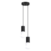 H&auml;ngelampe Glas Aluminium Schwarz 2-flammig G9 L:15cm