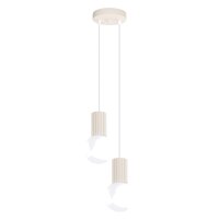 H&auml;ngelampe Glas Aluminium Beige 2-flammig G9 L:15cm