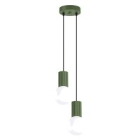 H&auml;ngelampe Glas Aluminium Olivgr&uuml;n 2-flammig G9 L:15cm