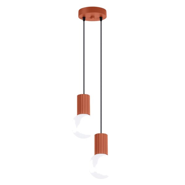 Hängelampe Glas Aluminium Ockerrot 2-flammig G9 L:15cm