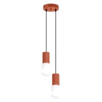 H&auml;ngelampe Glas Aluminium Ockerrot 2-flammig G9 L:15cm