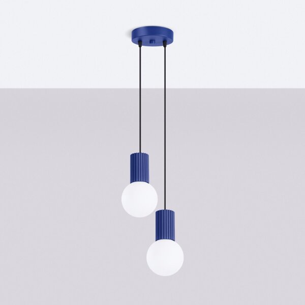 Hängelampe Glas Aluminium Ultramarin 2-flammig G9 15cm