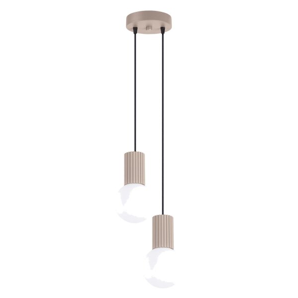 Hängelampe Glas Aluminium Taupe 2-flammig G9 L:15cm