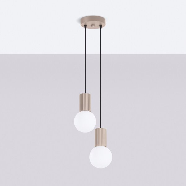 Hängelampe Glas Aluminium Taupe 2-flammig G9 L:15cm