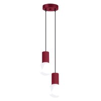 H&auml;ngelampe Glas Aluminium Burgund 2-flammig G9 L:15cm