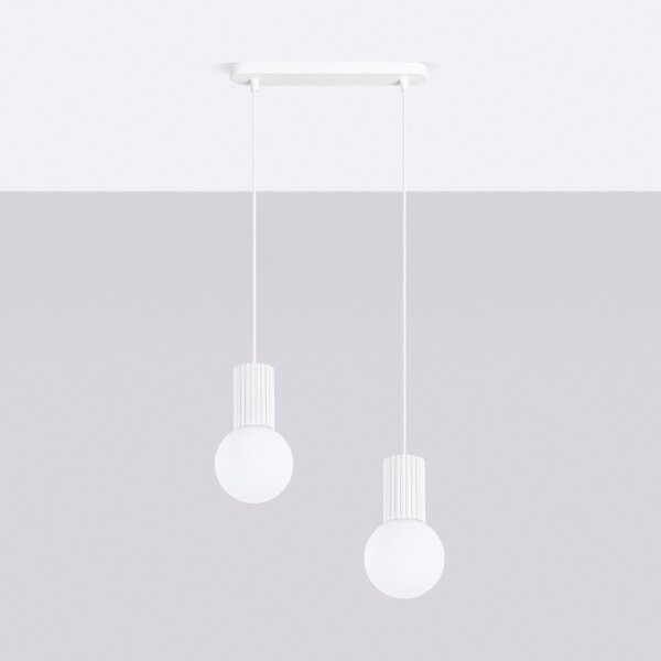 Hängelampe blendarm Glas Aluminium 2-flammig G9 33,5cm