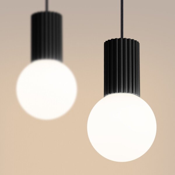 Hängelampe Glas Aluminium Schwarz 2-flammig G9 L:33,5cm