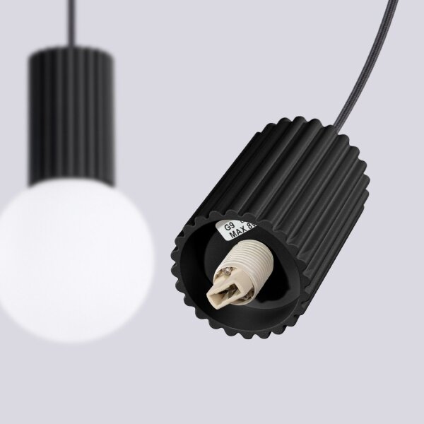 Hängelampe Glas Aluminium Schwarz 2-flammig G9 L:33,5cm
