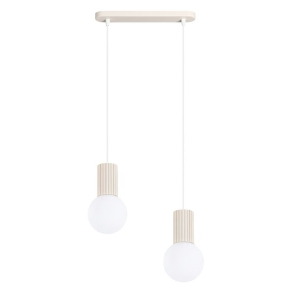 Hängelampe Glas Aluminium Beige 2-flammig G9 L:33,5cm