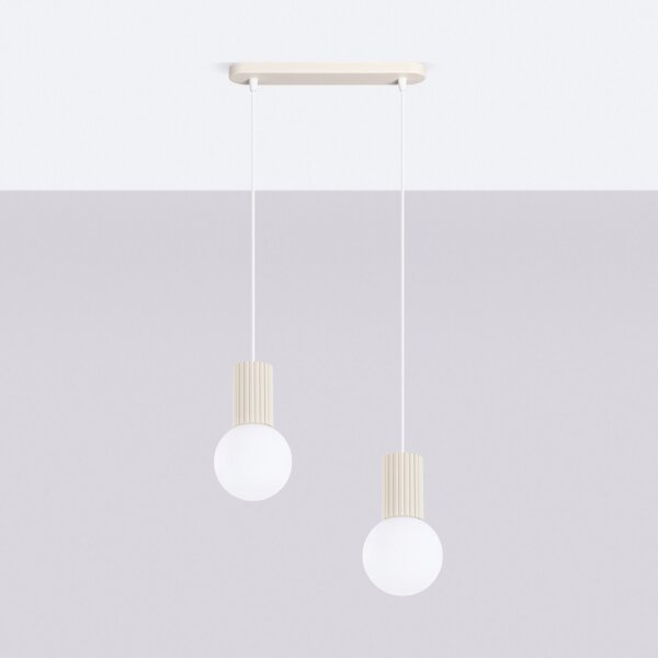 Hängelampe Glas Aluminium Beige 2-flammig G9 L:33,5cm