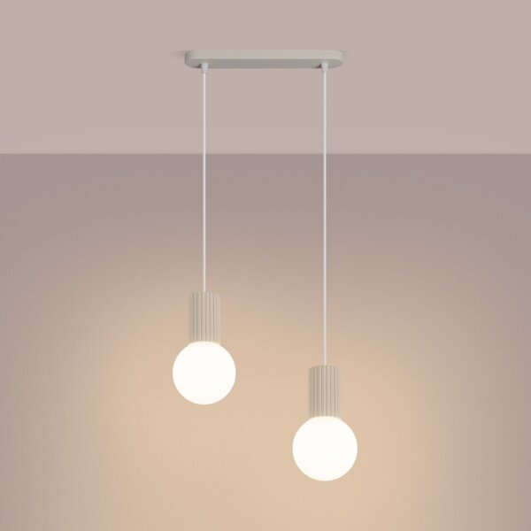 Hängelampe Glas Aluminium Beige 2-flammig G9 L:33,5cm