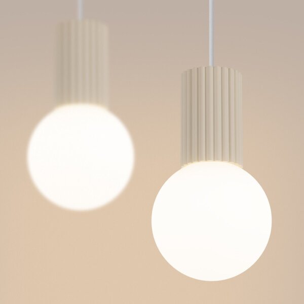 Hängelampe Glas Aluminium Beige 2-flammig G9 L:33,5cm