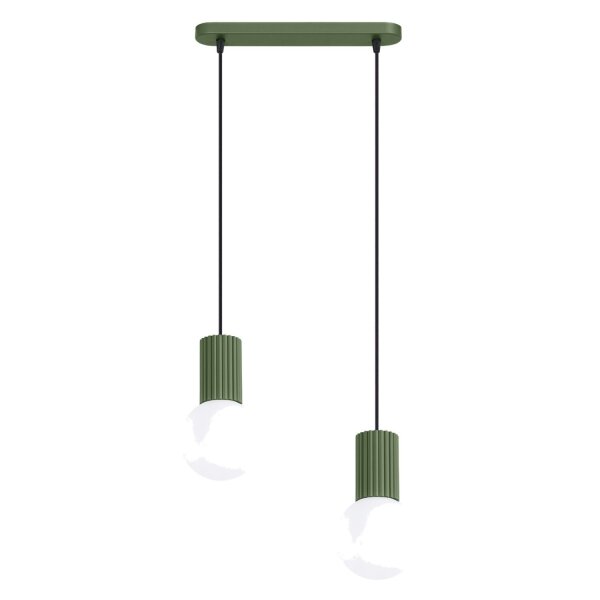 Hängelampe Glas Aluminium Olivgrün 2-flammig G9 33,5cm