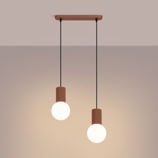 Hängelampe Glas Aluminium Mokka 2-flammig G9 L:33,5cm