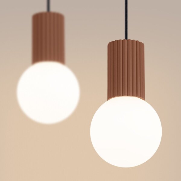 Hängelampe Glas Aluminium Mokka 2-flammig G9 L:33,5cm