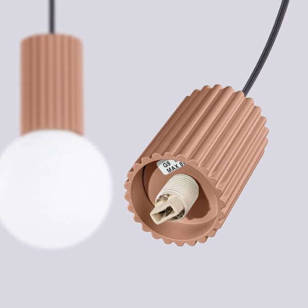 Hängelampe Glas Aluminium Mokka 2-flammig G9 L:33,5cm