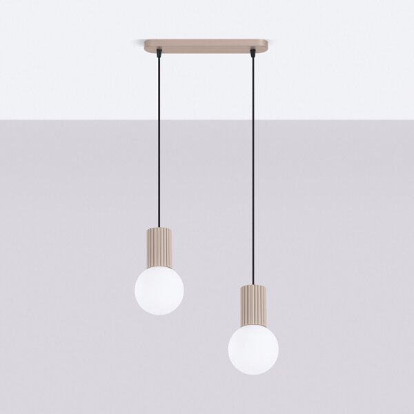 Hängelampe Glas Aluminium Taupe 2-flammig G9 L:33,5cm
