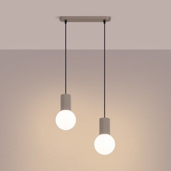 Hängelampe Glas Aluminium Taupe 2-flammig G9 L:33,5cm