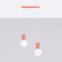 Hängelampe Glas Aluminium Pfirsich 2-flammig G9 33,5cm
