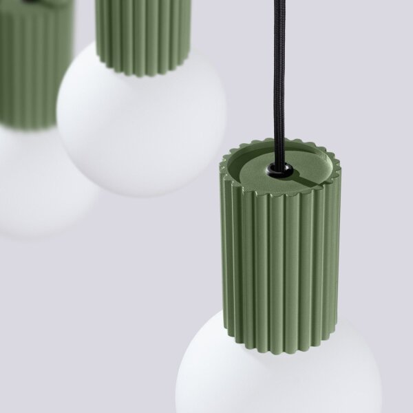 Hängelampe Glas Aluminium Olivgrün 3-flammig G9 L:40cm