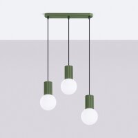 Hängelampe Glas Aluminium Olivgrün 3-flammig G9...