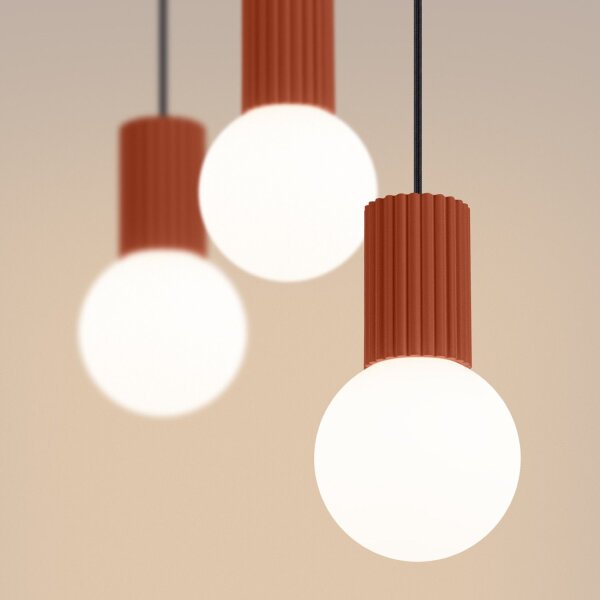 Hängelampe Glas Aluminium Ockerrot 3-flammig G9 L:40cm